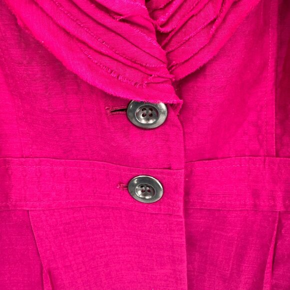 Classiques Entier Blazer Jacket Womens XS Pink Cotton Silk Blend Sheer Sleeves - Picture 4 of 9